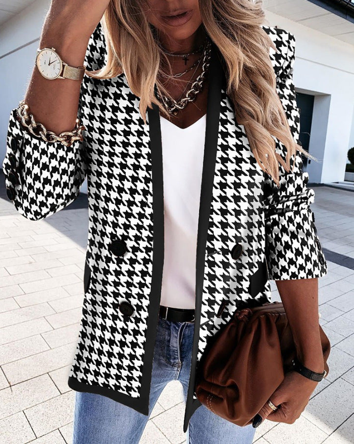 Autumn And Winter Long-sleeved Double-breasted Button Suit