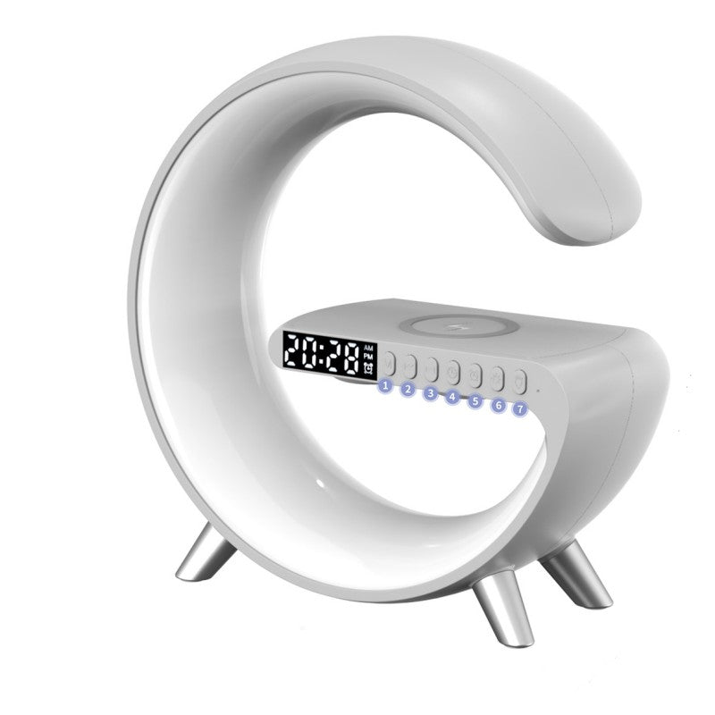 Lámpara de ambiente inteligente Altavoz Bluetooth Cargador inalámbrico Lámpara de noche Lámpara de despertador Sunrise Lámpara polar Reloj despertador