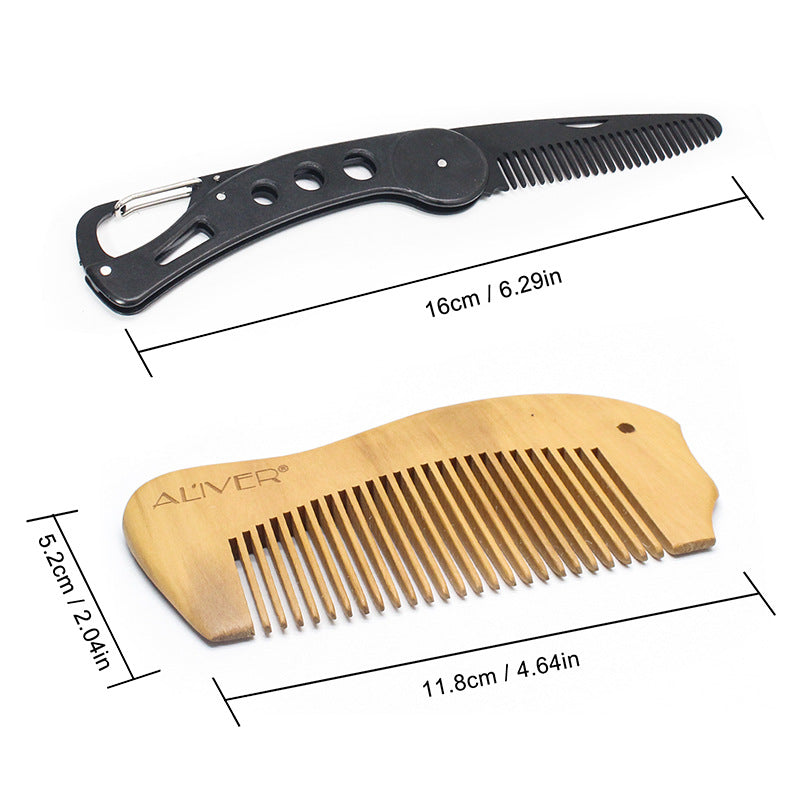 Juego de afeitado de barba y cabello para hombre, herramienta de baño, cepillo, peine, tijeras de afeitar, juego de peinado limpio