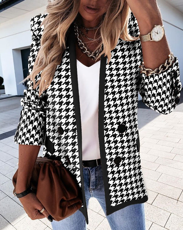 Autumn And Winter Long-sleeved Double-breasted Button Suit