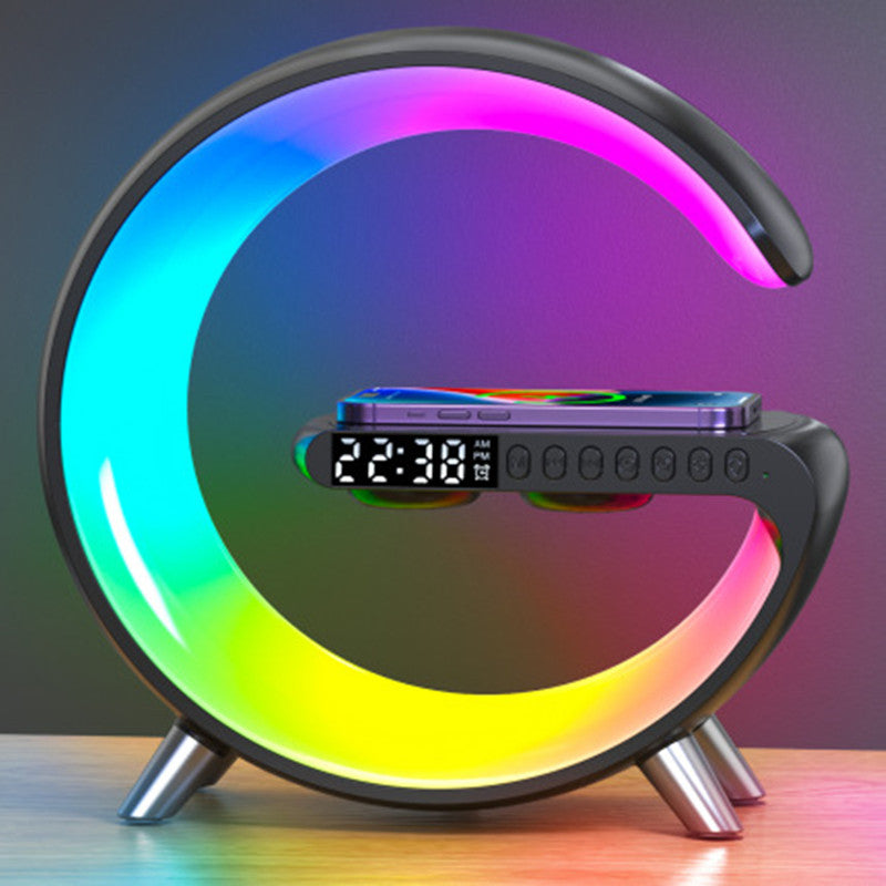 Lámpara de ambiente inteligente Altavoz Bluetooth Cargador inalámbrico Lámpara de noche Lámpara de despertador Sunrise Lámpara polar Reloj despertador