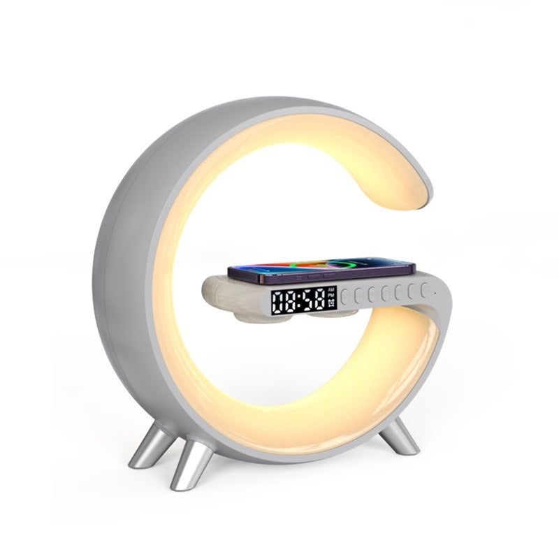 Lámpara de ambiente inteligente Altavoz Bluetooth Cargador inalámbrico Lámpara de noche Lámpara de despertador Sunrise Lámpara polar Reloj despertador