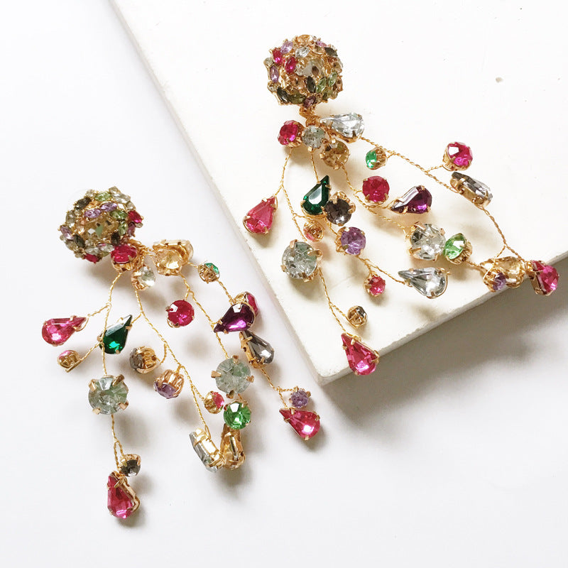 Pendientes de diamantes de colores Pendientes de cristales de colores