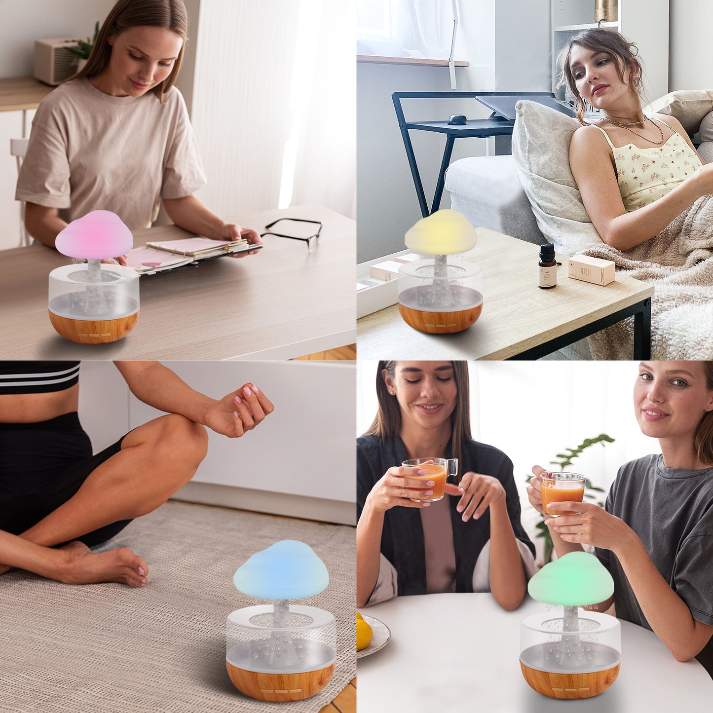Raining Cloud Night Light Aromatherapy Essential Oil Diffuser Micro Humidifier Relaxing Mood Water Drop Sound For Home