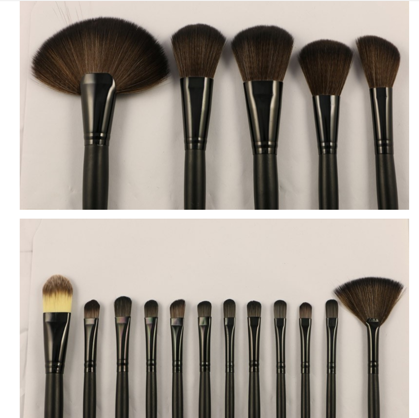 Juego de 32 brochas de maquillaje profesionales de rayón de color madera negra