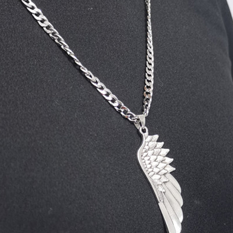 Long simple titanium steel sweater chain pendant necklace