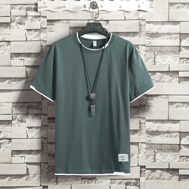 Men's 2022 Spring And Autumn Long-sleeved T-shirt Loose All-match Casual Round Neck Pullover Student Men's Solid Color Sweater Trendy T