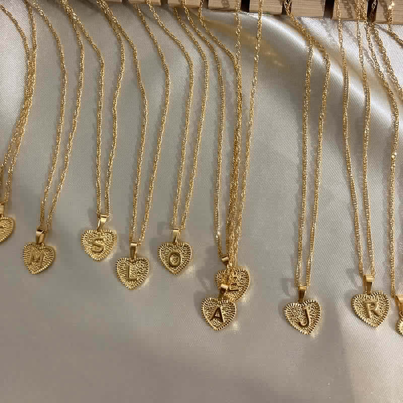 Simple Women's Heart Letter Necklace Love Pendant Clavicle Chain