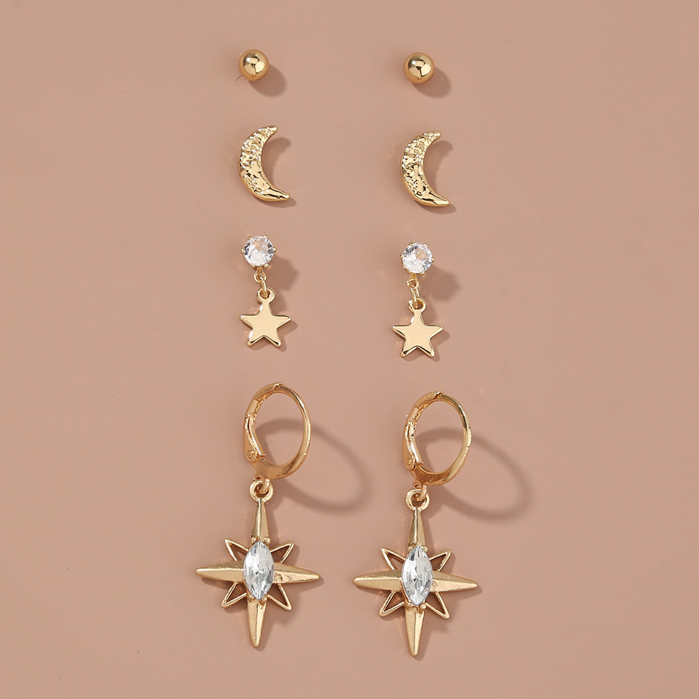 Star Moon 4-piece Set Stud Fashion
