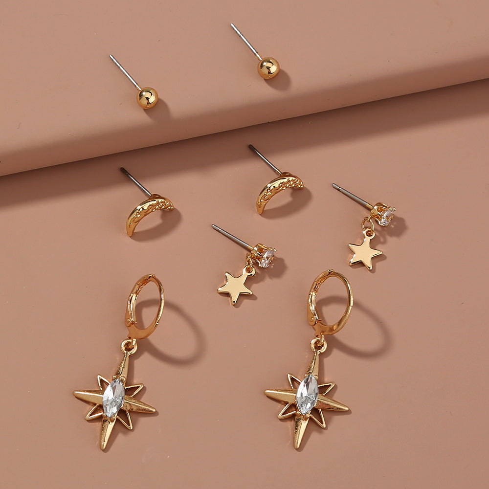 Star Moon 4-piece Set Stud Fashion