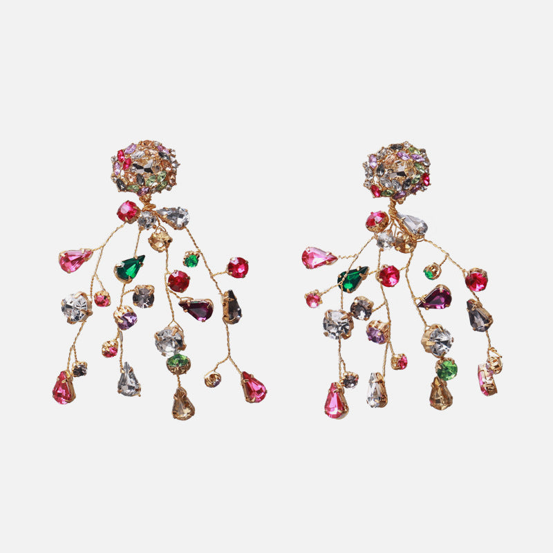 Pendientes de diamantes de colores Pendientes de cristales de colores