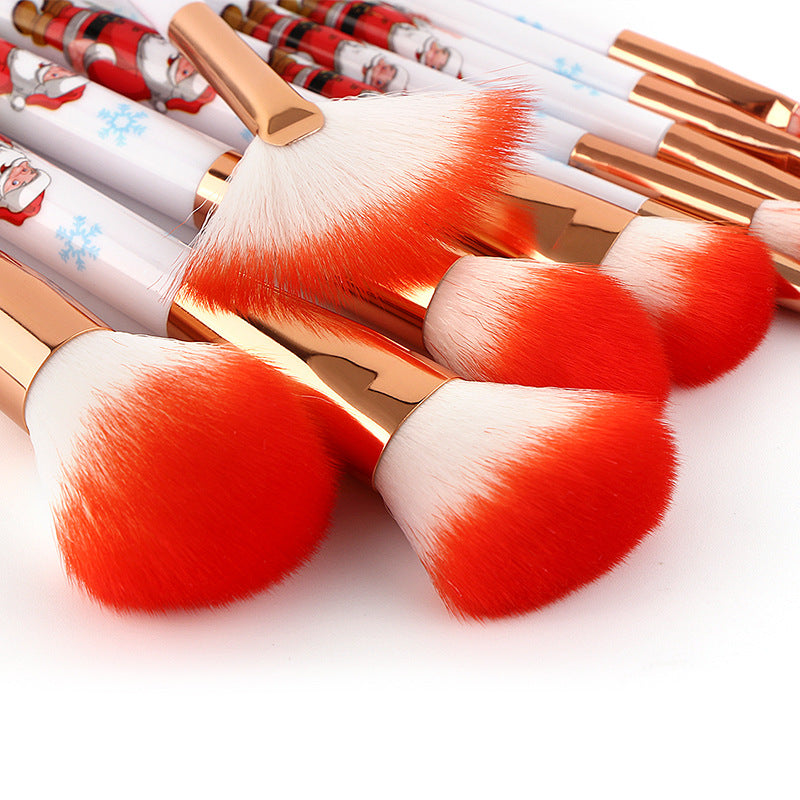 Tragbarer Weihnachts-Make-up-Pinsel mit rotem Griff