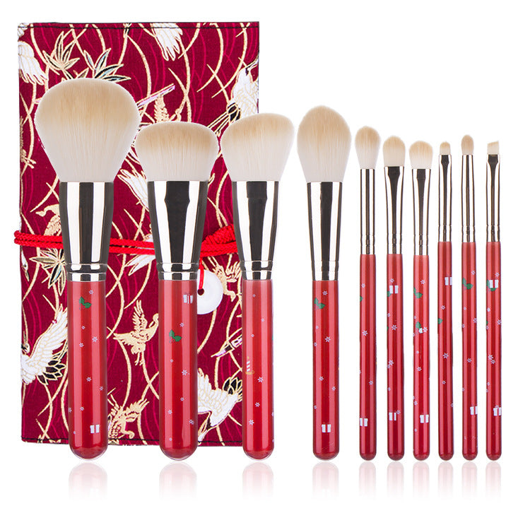 Tragbarer Weihnachts-Make-up-Pinsel mit rotem Griff