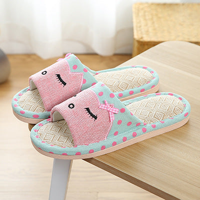 Children's Cartoon Linen Slippers Women's Summer Indoor Non-slip