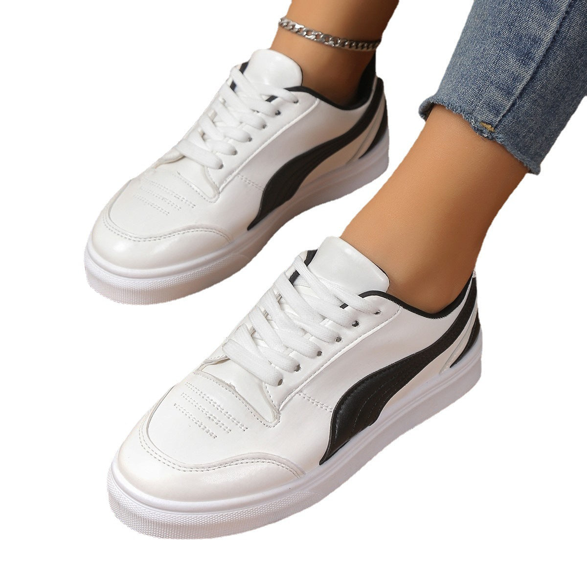 Modische, lässige, mehrfarbige Plateau-Schnürschuhe für Damen
