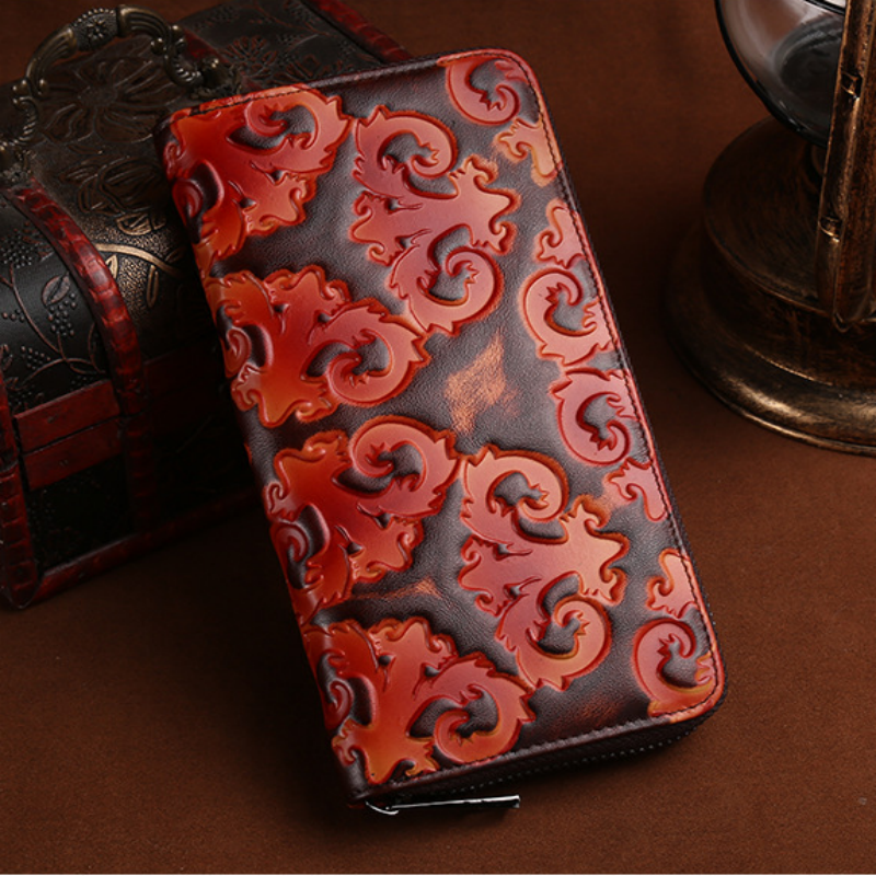 Cartera vintage de cuero con capa superior creativa para mujer