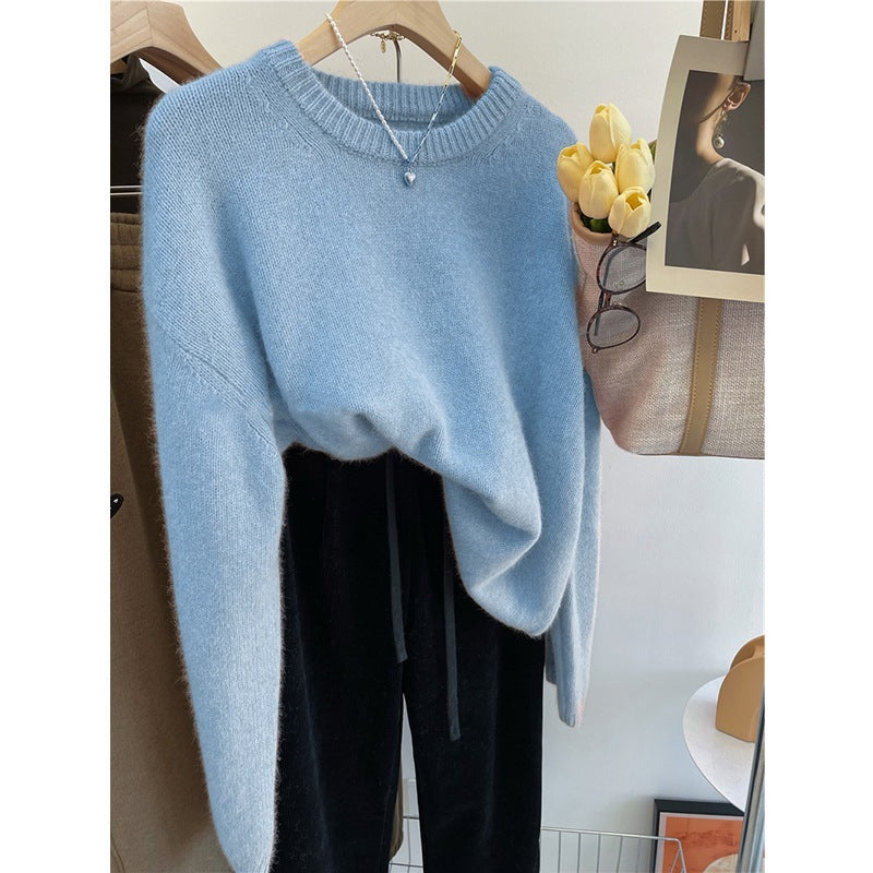 Japanese Leisure Idle Style Milk Huhoo Round Neck Sweater For Women