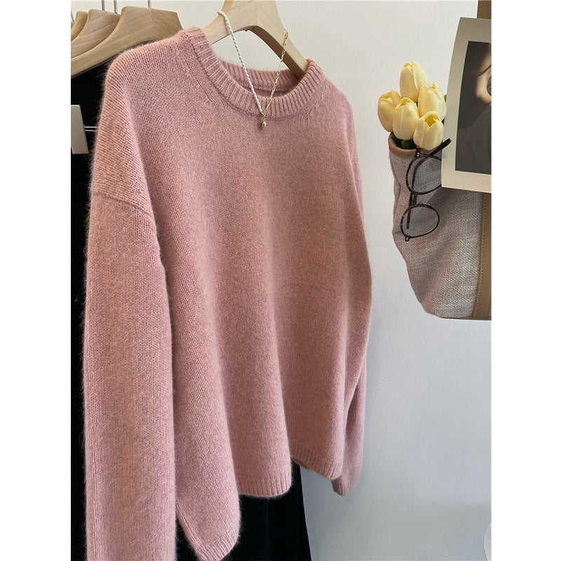 Japanese Leisure Idle Style Milk Huhoo Round Neck Sweater For Women