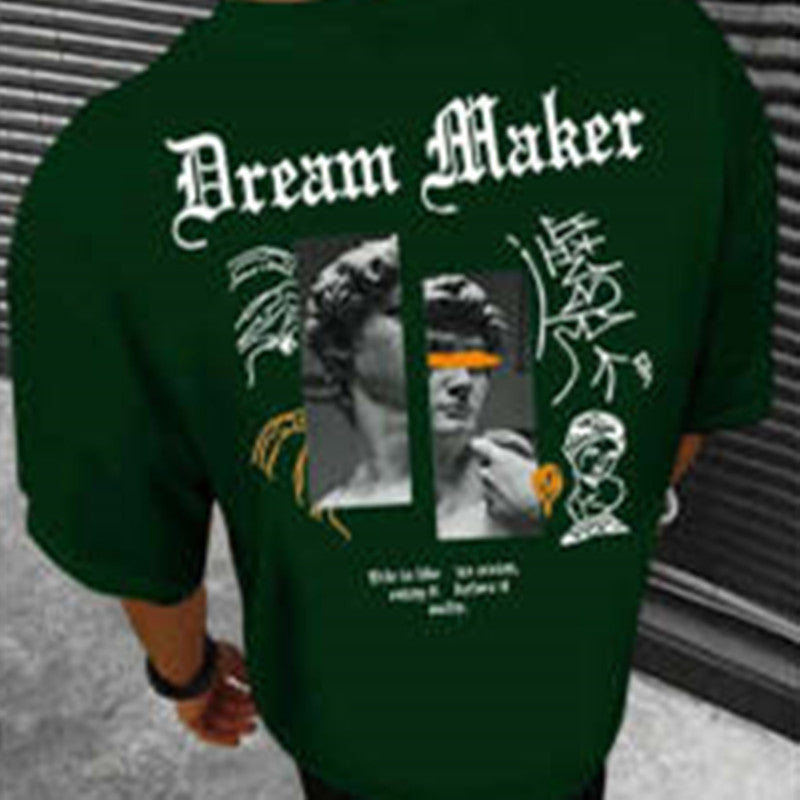 Cotton T-shirt Round Neck Short Sleeve Printing