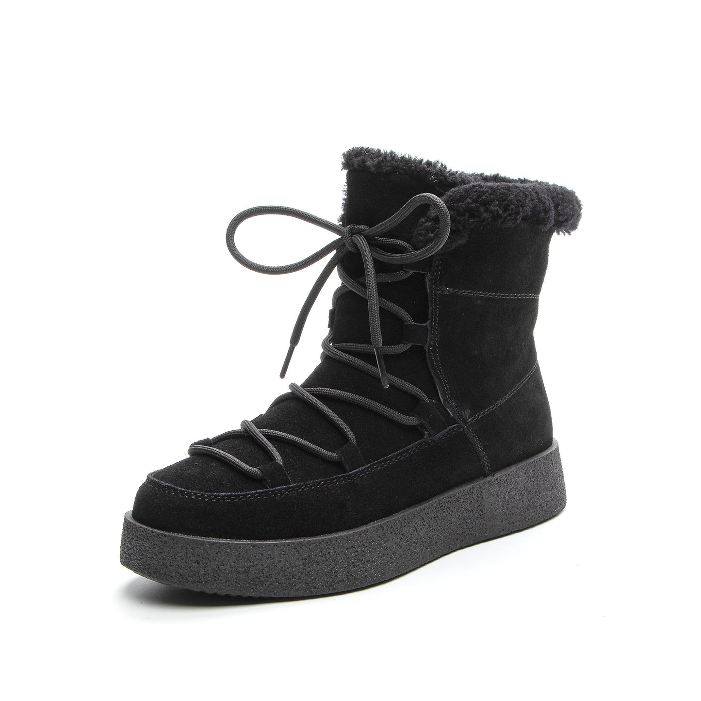 Damen Stiefeletten mit dicker Sohle und warmer, runder Spitze