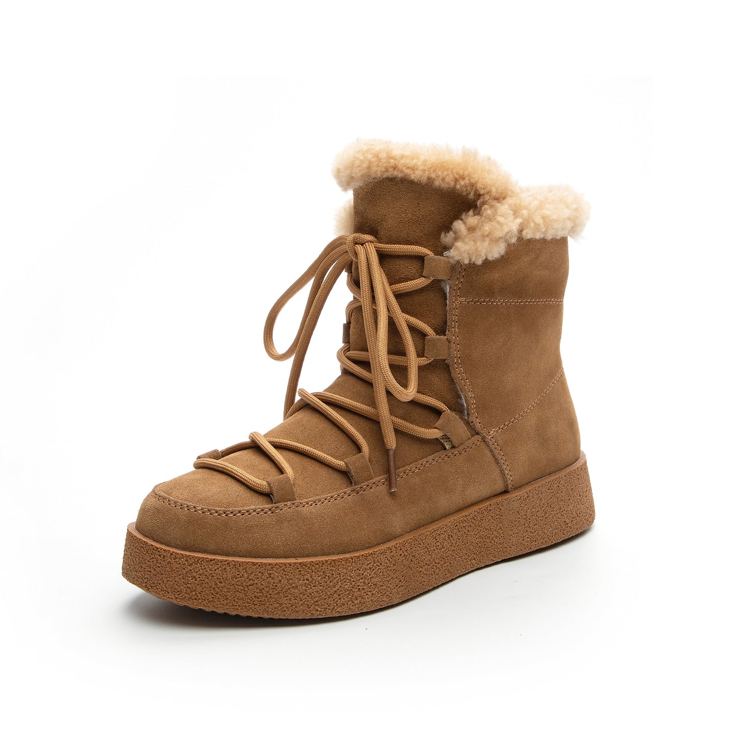 Damen Stiefeletten mit dicker Sohle und warmer, runder Spitze