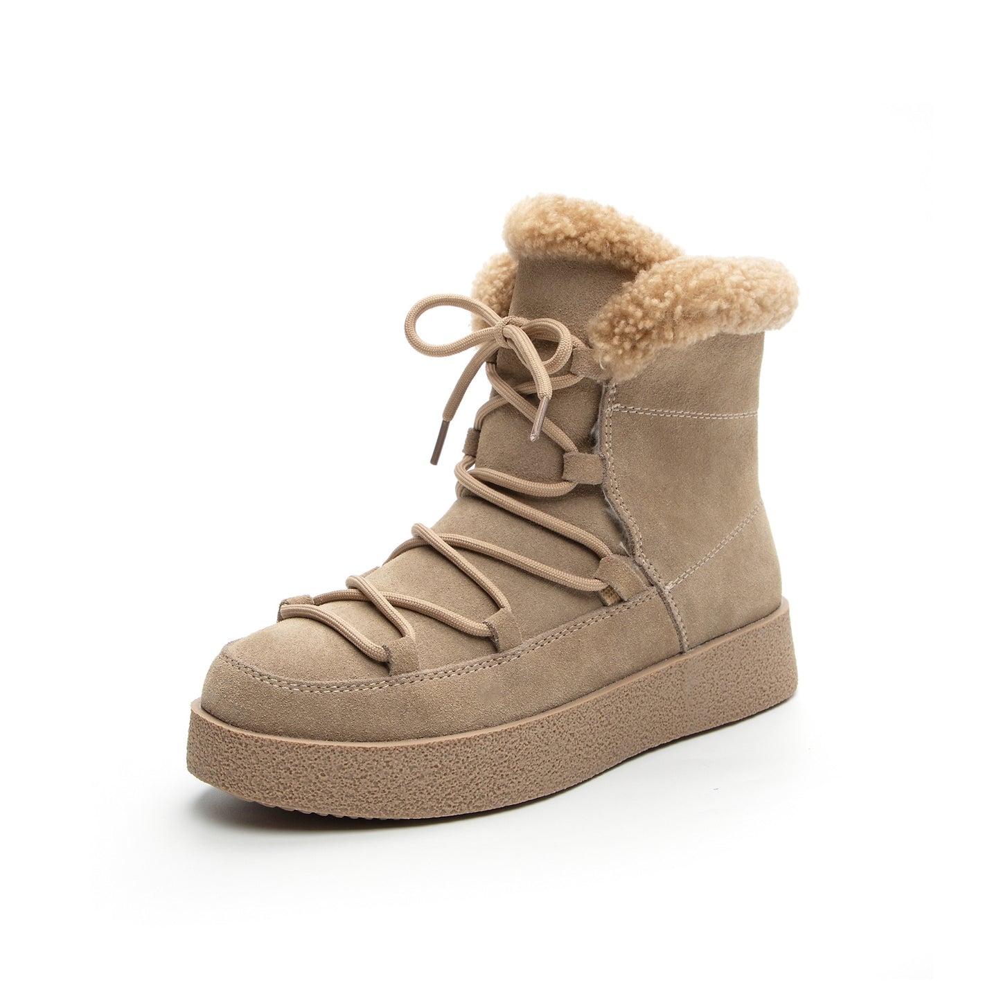 Damen Stiefeletten mit dicker Sohle und warmer, runder Spitze