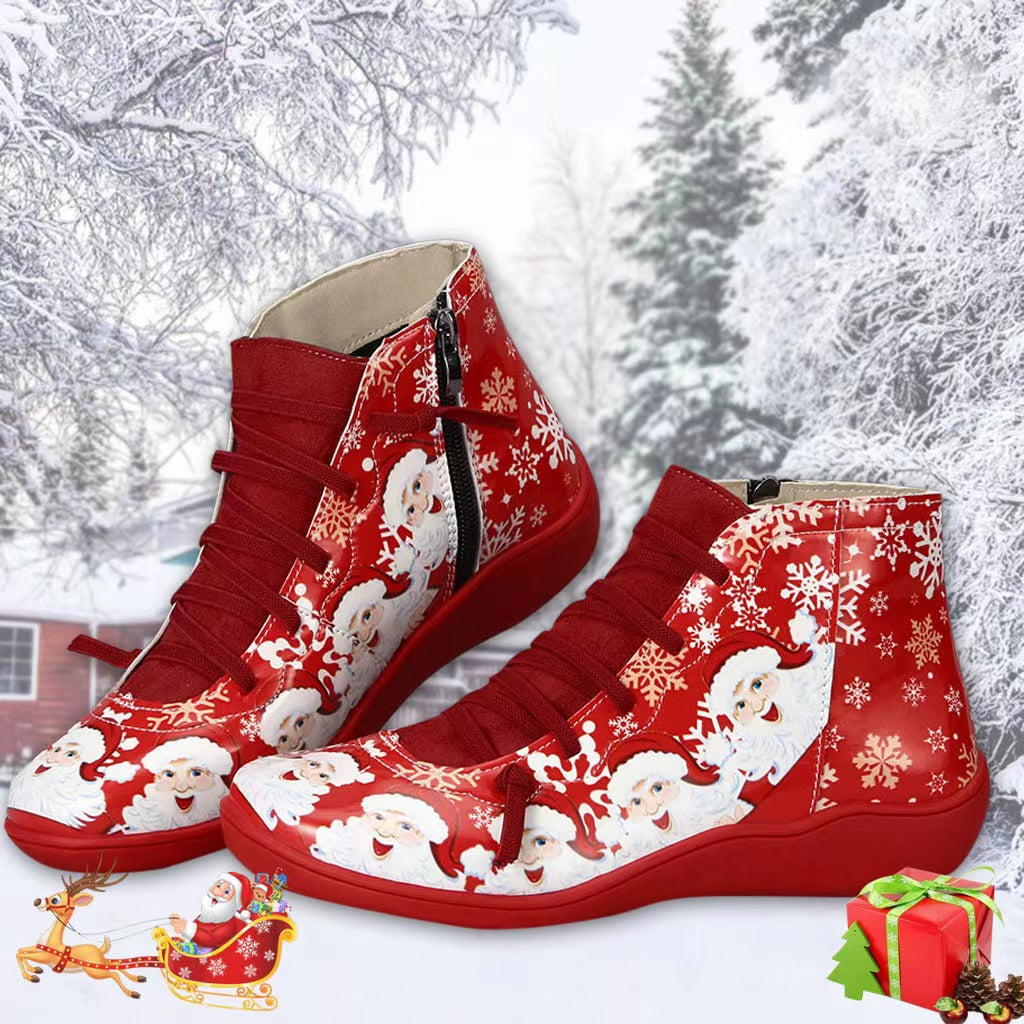 Women's Fashion Casual Christmas Flat Ankle Boots
