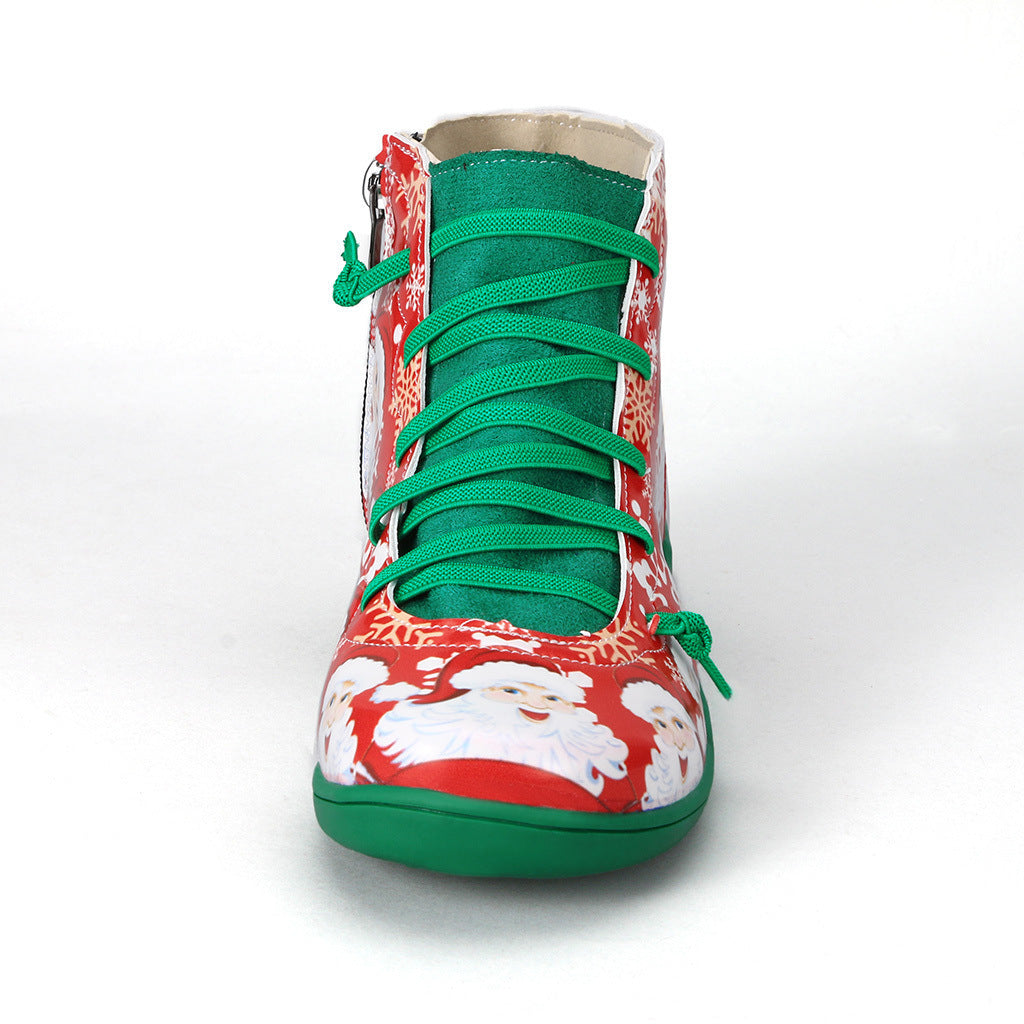 Women's Fashion Casual Christmas Flat Ankle Boots