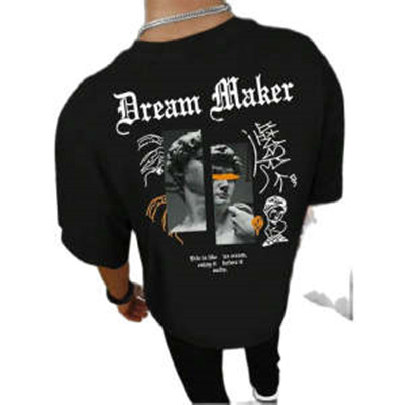 Cotton T-shirt Round Neck Short Sleeve Printing