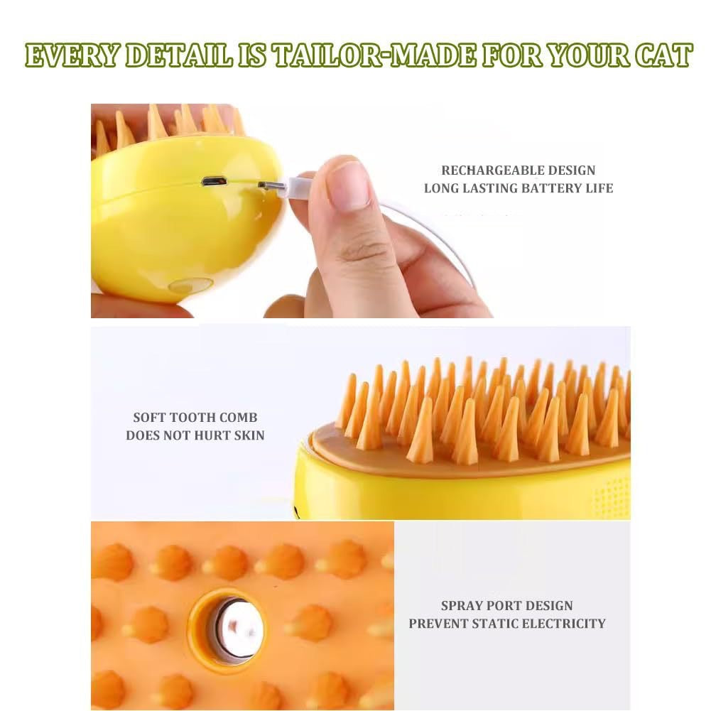 Cepillo de vapor 3 en 1 para gatos, cepillo de masaje con pulverizador eléctrico para perros y gatos, cepillo para masajes, cepillo para el cuidado de mascotas, cepillo para quitar el pelo de gato
