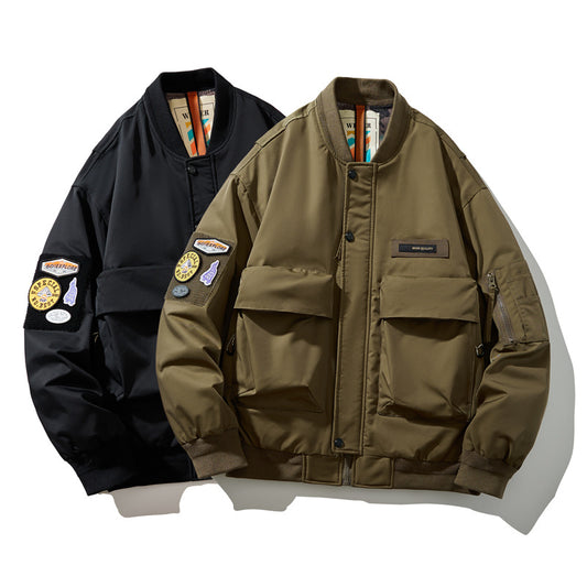 Men's Winter Baseball Collar Loose Down Jacket