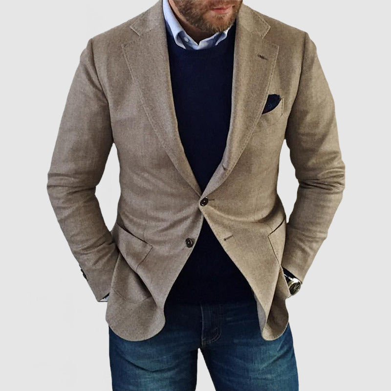 Chaqueta de hombre Commute Leisure Chaqueta de traje con doble botón estampada