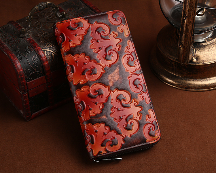 Cartera vintage de cuero con capa superior creativa para mujer