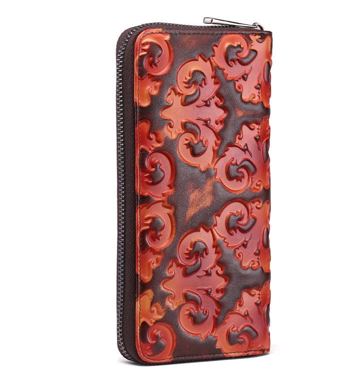 Cartera vintage de cuero con capa superior creativa para mujer