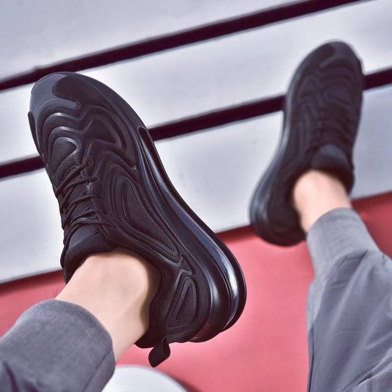 Lässige Air-Cushion-Schwarze Schuhe Herren Outdoor Atmungsaktive Schnür-Sneaker Laufsportschuhe