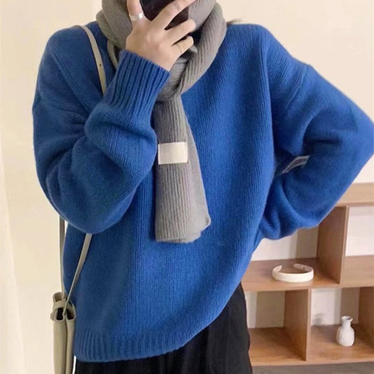 Japanese Leisure Idle Style Milk Huhoo Round Neck Sweater For Women
