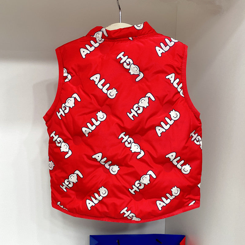 Daunenweste mit durchgehendem Buchstabenaufdruck für Jungen und Mädchen