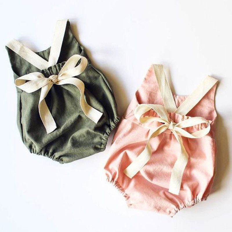 Kleinkind Baby Mädchen Sommer Bowknot Romper Infant Backless Romper Ärmelloses Bebes Overall Outfit 0-24Month Neugeborenen Baby Kleidung