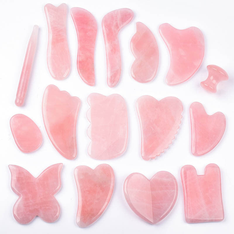 Ganze Massage Gua Sha Werkzeuge Natürlicher Rosenquarz Massagestein 