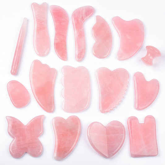 Ganze Massage Gua Sha Werkzeuge Natürlicher Rosenquarz Massagestein 