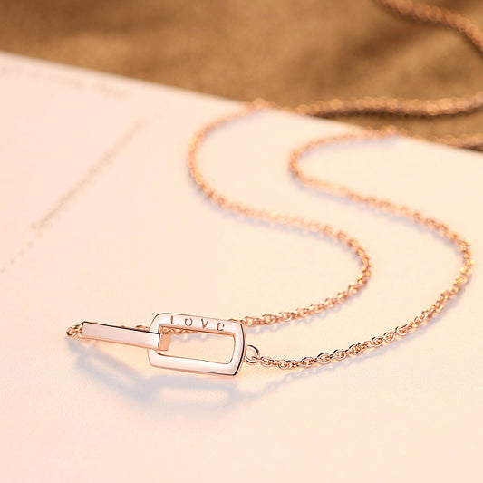Letter LOVE Rose Gold Simple Clavicle Chain