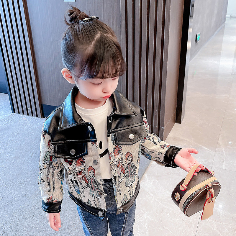 Nueva chaqueta de cuero de moda para niñas