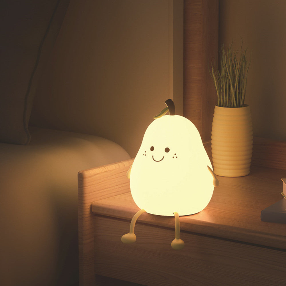 Lámpara de noche LED con forma de pera y forma de fruta, recargable por USB, con atenuación táctil, de silicona, para dormitorio, mesita de noche, regalo para pareja, Boby Light 