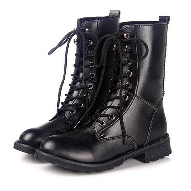 Botas Martin para mujer, estilo británico, estilo punk, botas de vendaje, botas clásicas de motocicleta negras impermeables de otoño e invierno de alta calidad 