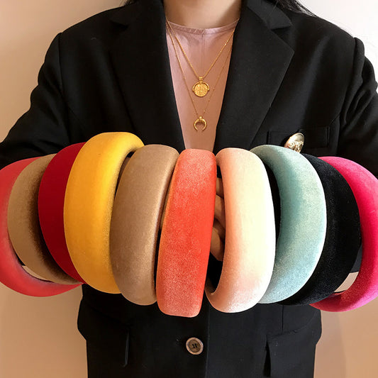 European fashion new Paris catwalk candy color velvet headband rainbow color velvet super soft comfortable texture hair accessories