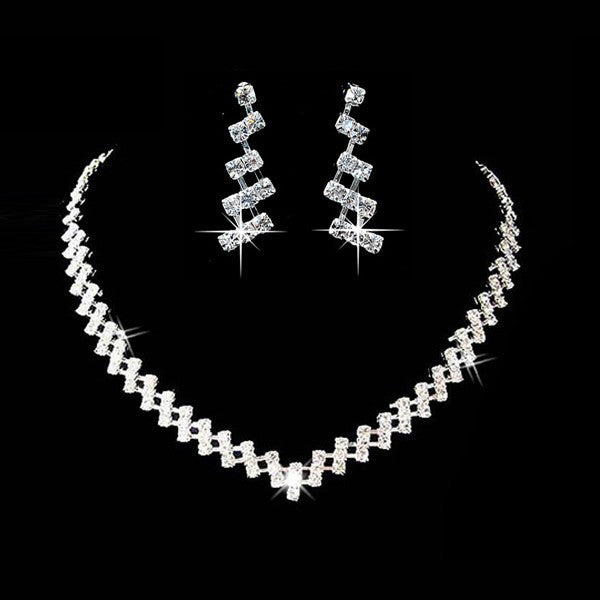 Brautschmuck zwei Sets, Braut Strass Kette, Hochzeit Halskette, Ohrring, Strass Halskette, Hochzeit zwei Sets