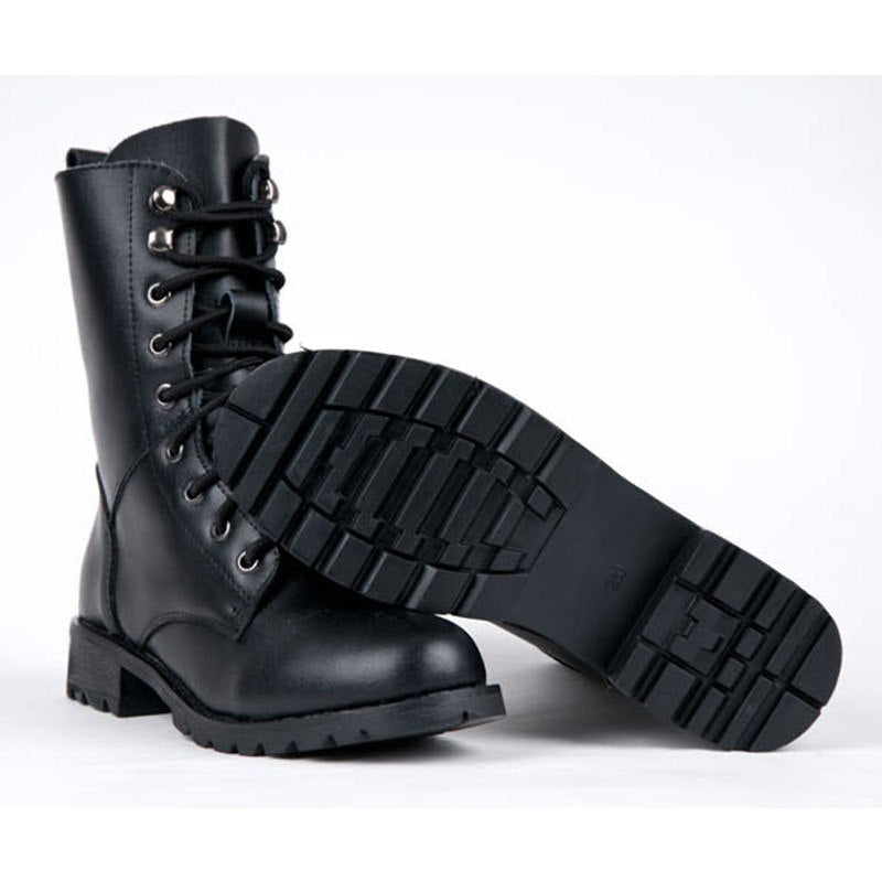 Botas Martin para mujer, estilo británico, estilo punk, botas de vendaje, botas clásicas de motocicleta negras impermeables de otoño e invierno de alta calidad 