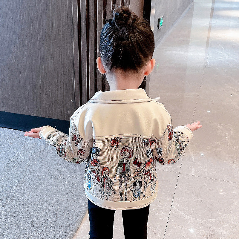 Nueva chaqueta de cuero de moda para niñas
