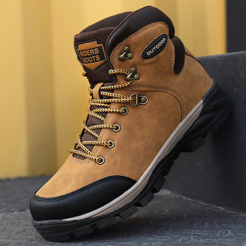 Botas altas de algodón de talla grande para hombre, de invierno, con terciopelo para mantener el calor