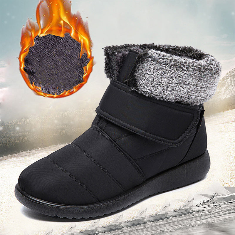 Damen Schneestiefel Winter Warme Schuhe Mit Klettverschluss Design Flache Stiefeletten